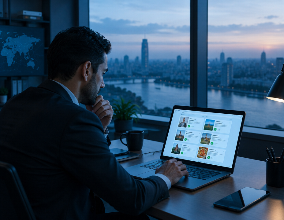 Trader browsing verified Egyptian supplier profiles